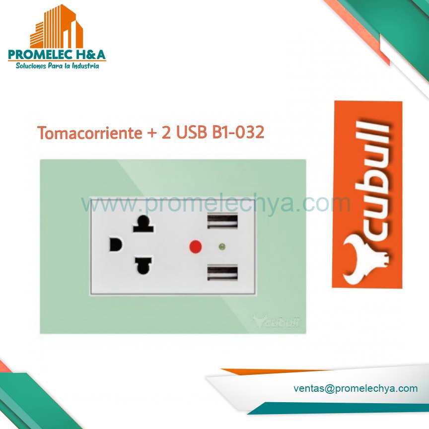 TOMACORRIENTE + USB  B1 VERDE CUBULL