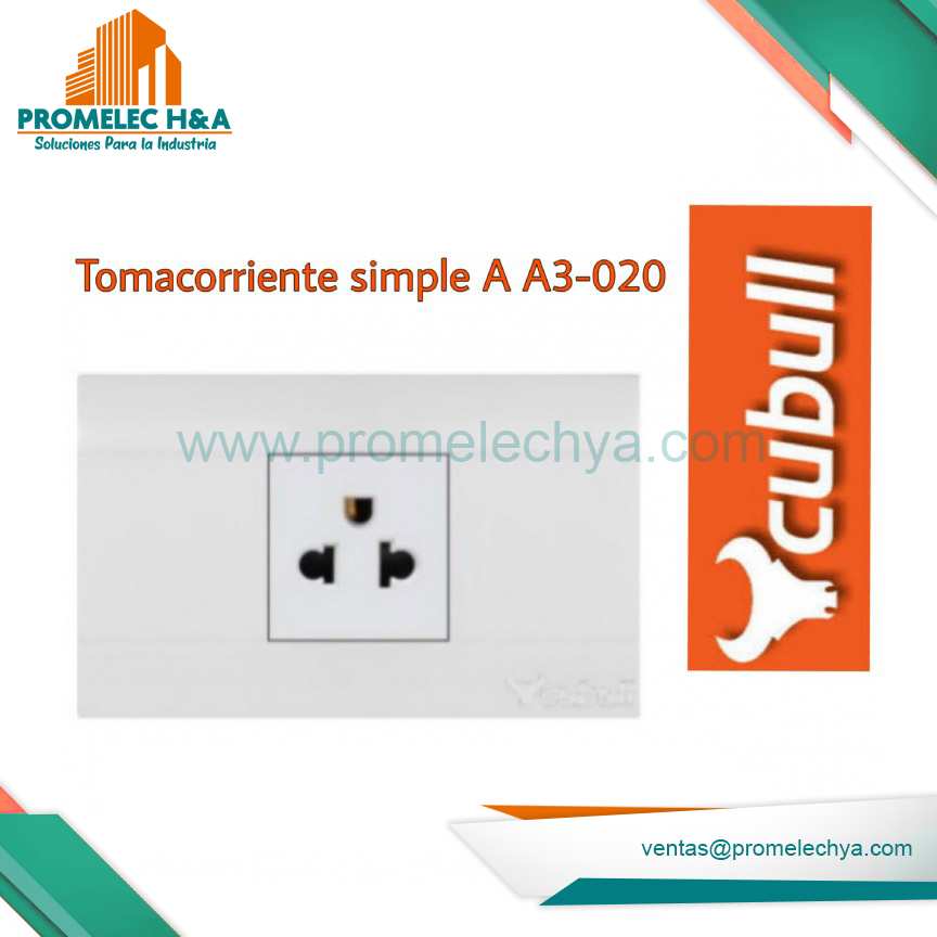TOMACORRIENTE SIMPLE L/T A3 BLANCO CUBULL
