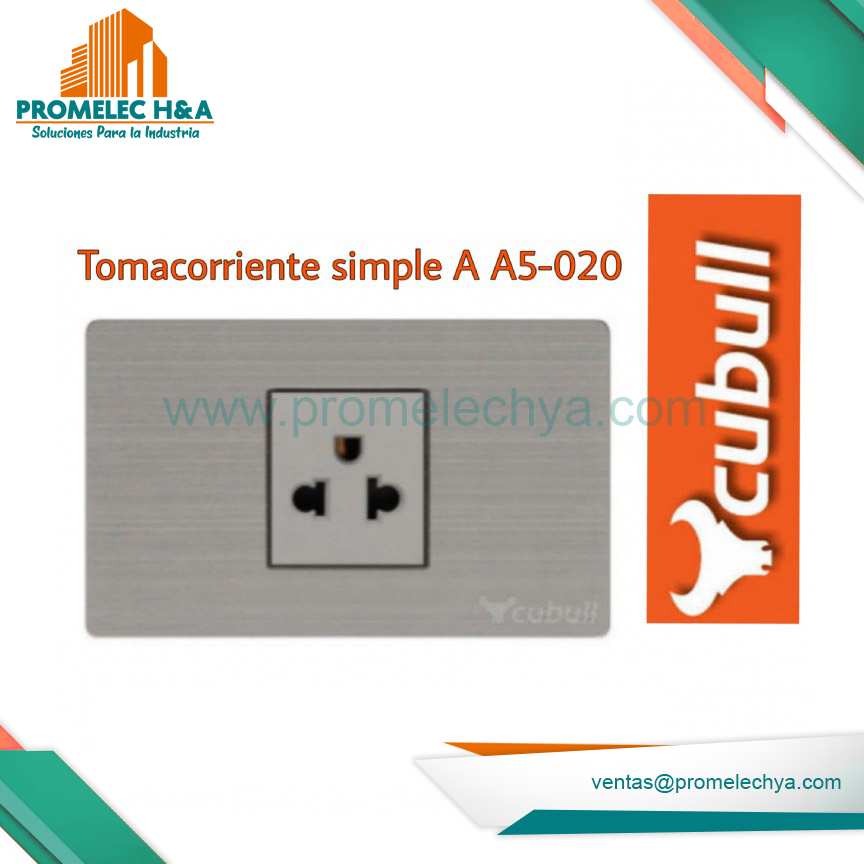 TOMACORRIENTE SIMPLE L/T A5 PLATEADO CUBULL
