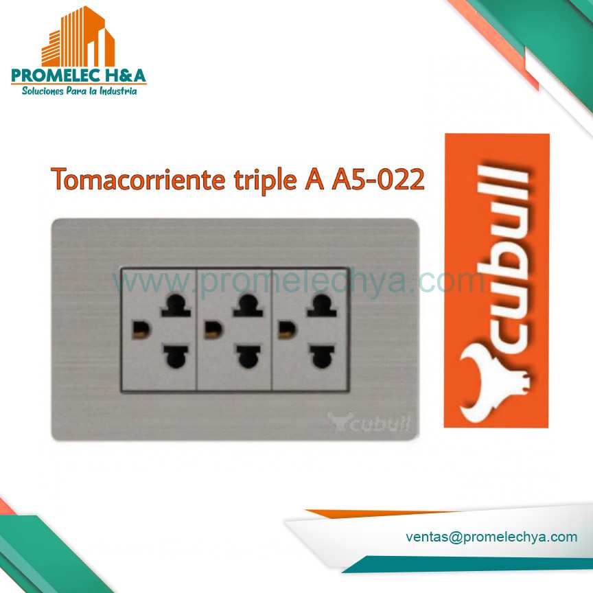 TOMACORRIENTE TRIPLE L/T A5 PLATEADO CUBULL