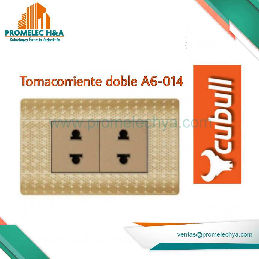 TOMACORRIENTE DOBLE A6 DORADO CUBULL