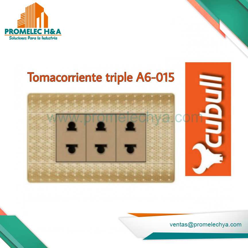 TOMACORRIENTE TRIPLE A6 DORADO PUNTOS CUBULL