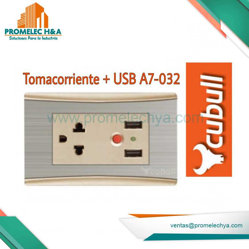 TOMACORRIENTE + USB A7 DORADO / PLATEADO  CUBULL