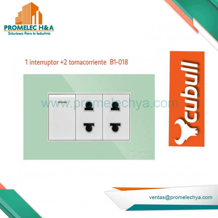 1 INTERRUPTOR + 2 TOMACORRIENTE B1 VERDE  CUBULL