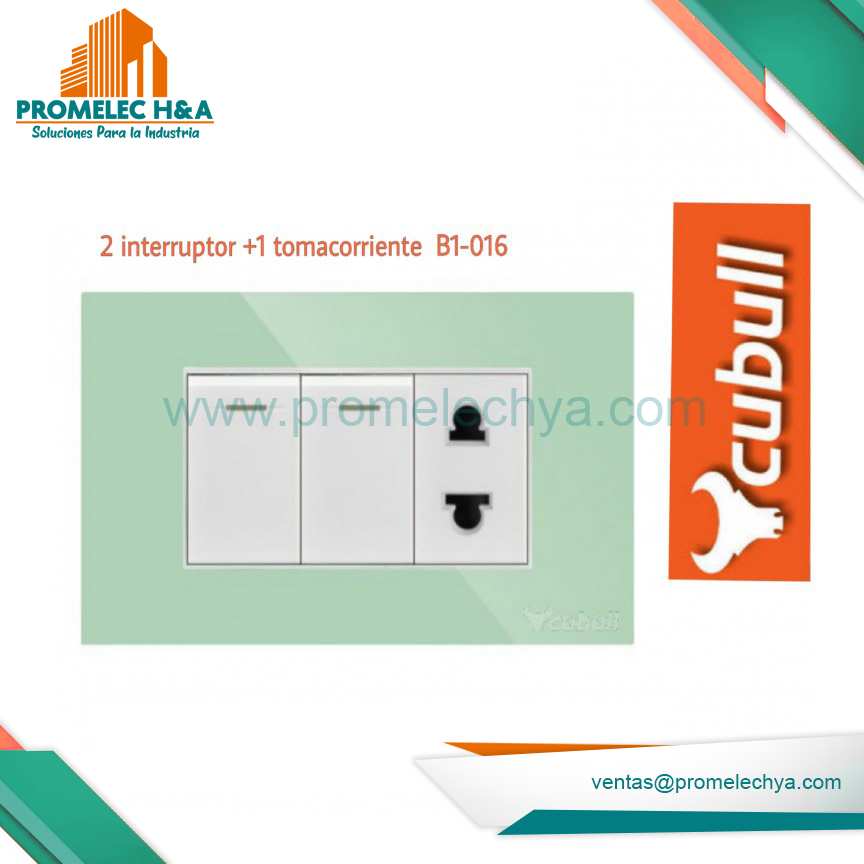 2 INTERRUPTOR  + 1 TOMACORRIENTE B1 VERDE CUBULL