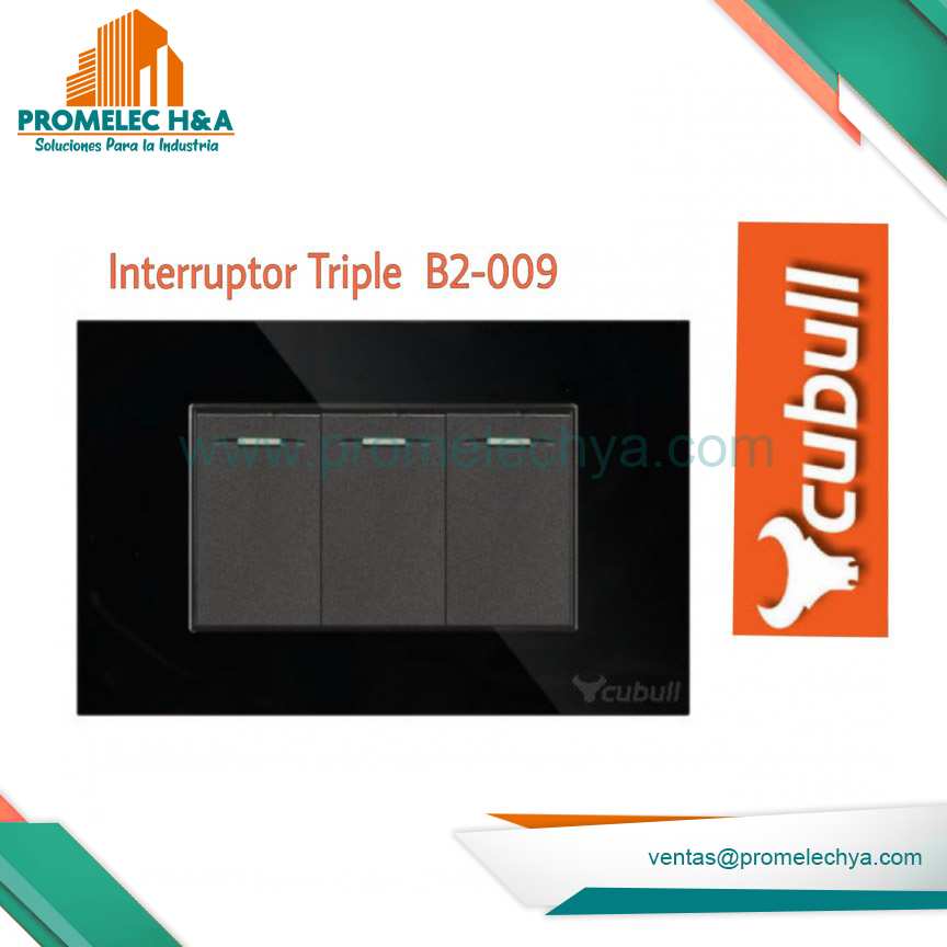 INTERRUPTOR TRIPLE B2 NEGRO CUBULL
