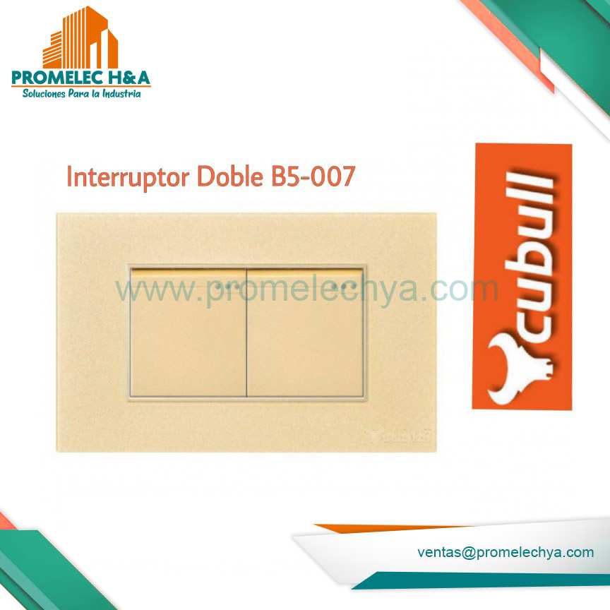 INTERRUPTOR DOBLE B5 DORADO LISO CUBULL