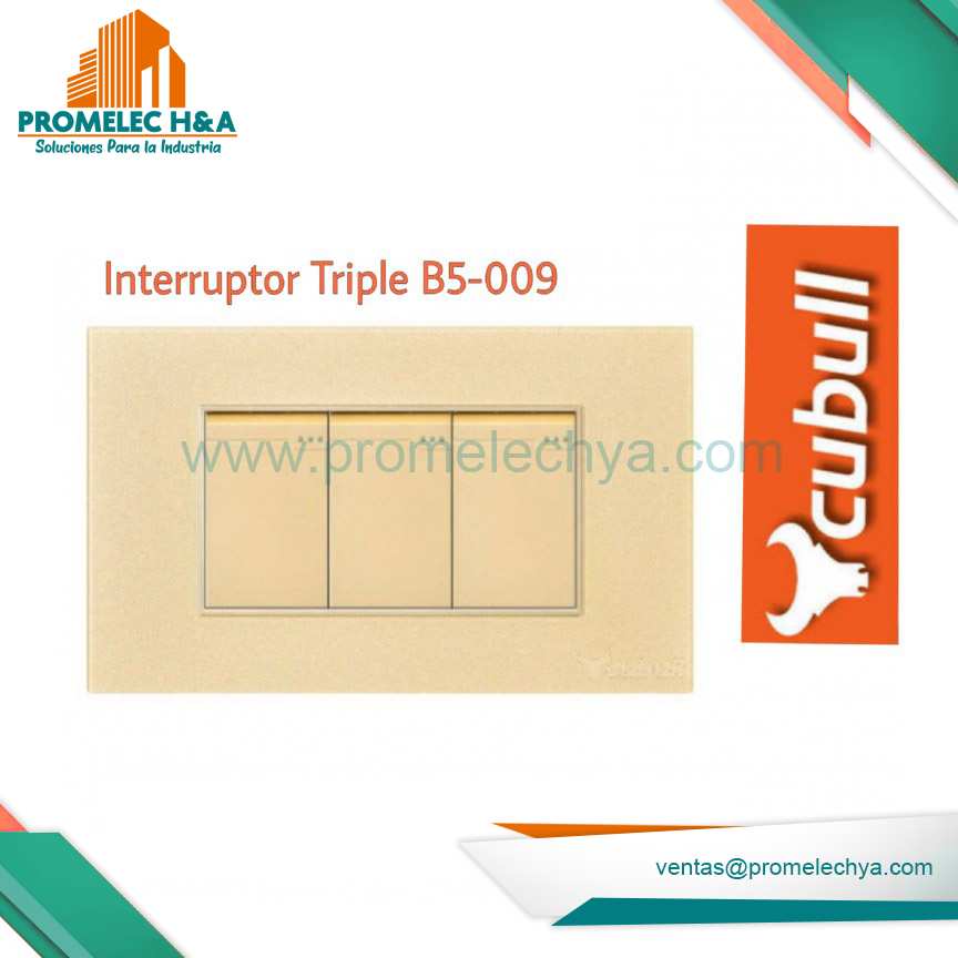 INTERRUPTOR TRIPLE B5 DORADO LISO CUBULL