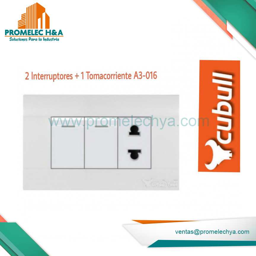 2 INTERRUPTORES  + 1 TOMACORRIENTE A3 BLANCO CUBULL