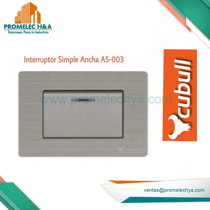 INTERRUPTOR SIMPLE ANCHO A5 PLATEADO CUBULL