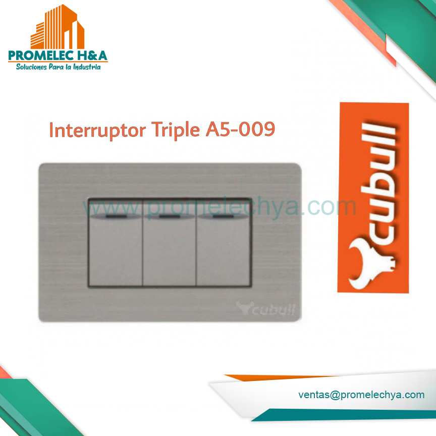 INTERRUPTOR TRIPLE A5 PLATEADO CUBULL