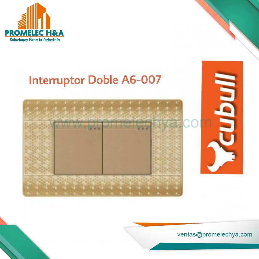 INTERRUPTOR DOBLE A6 DORADO PUNTOS CUBULL