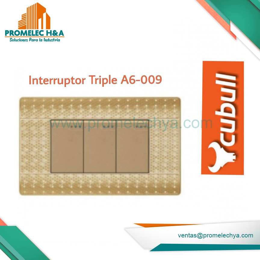 INTERRUPTOR TRIPLE A6 DORADO PUNTOS CUBULL