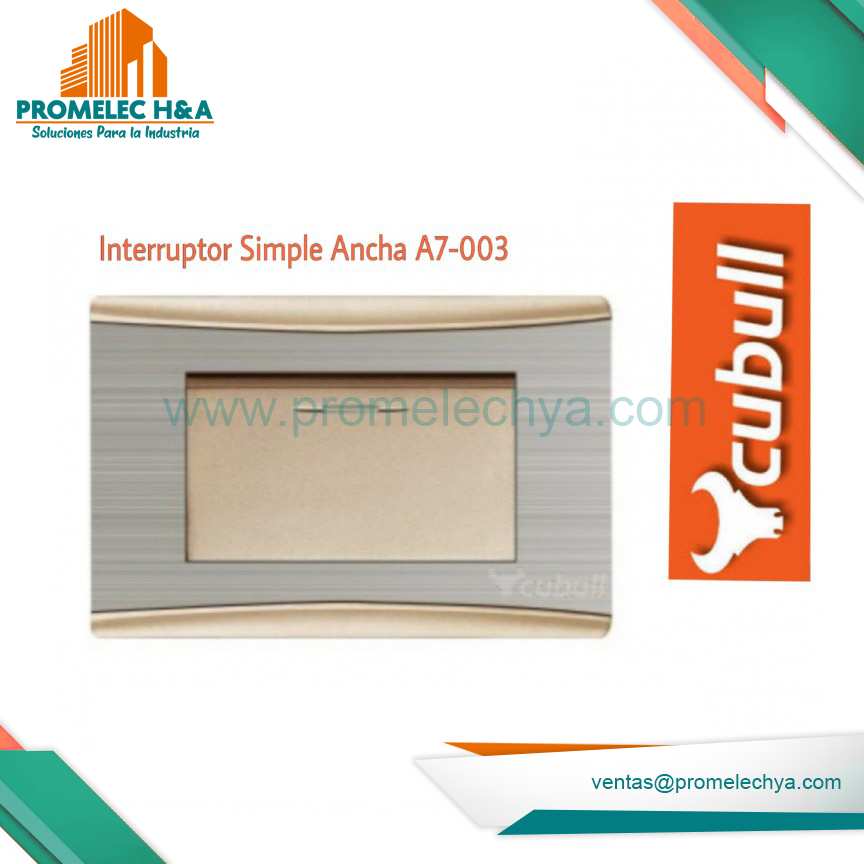 INTERRUPTOR SIMPLE ANCHO A7 DORADO / PLATEADO CUBULL