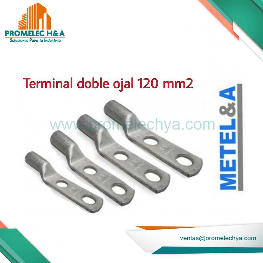 TERMINAL DOBLE OJAL COBRE ESTAÑADO 120 MM2