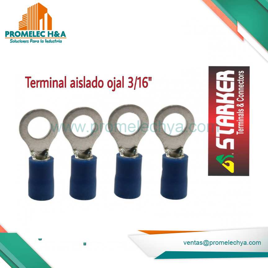 TERMINAL AISLADO TIPO OJAL AZUL 3/16