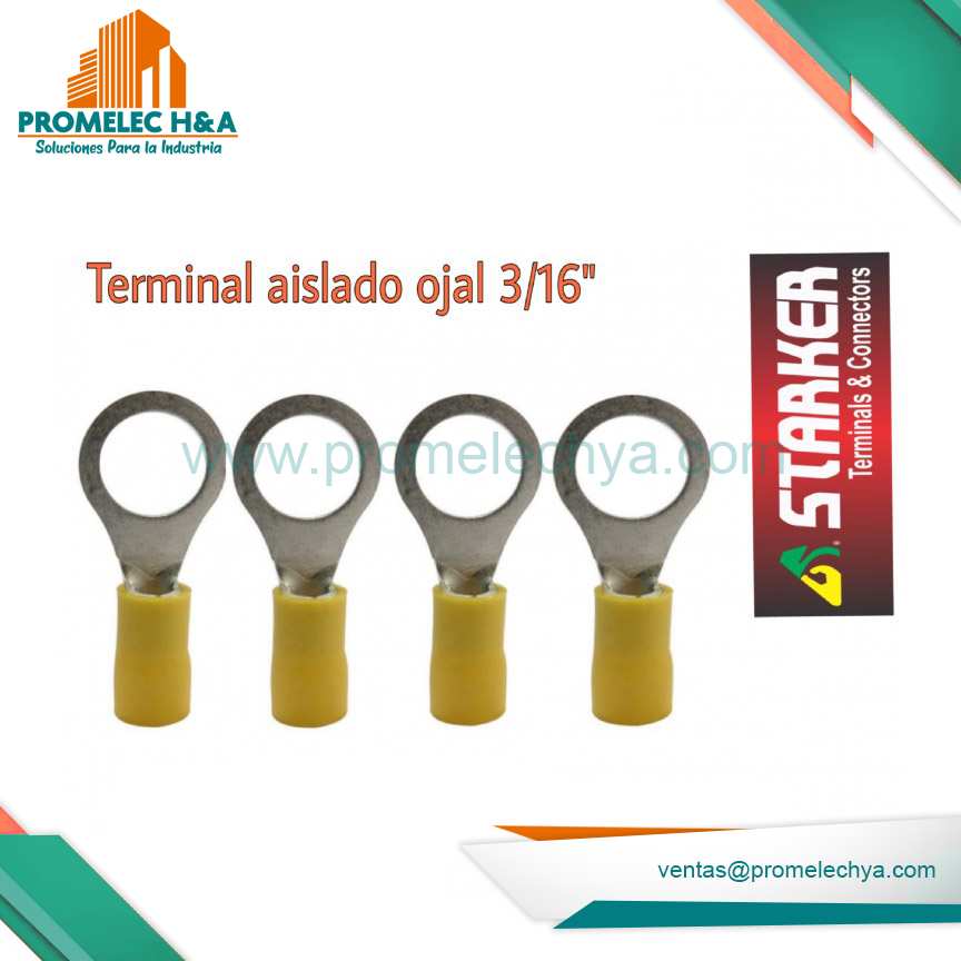 TERMINAL AISLADO TIPO OJAL AMARILLO 3/16