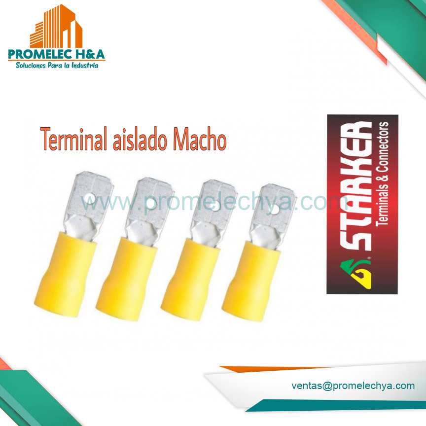 TERMINAL AISLADO TIPO MACHO AMARILLO