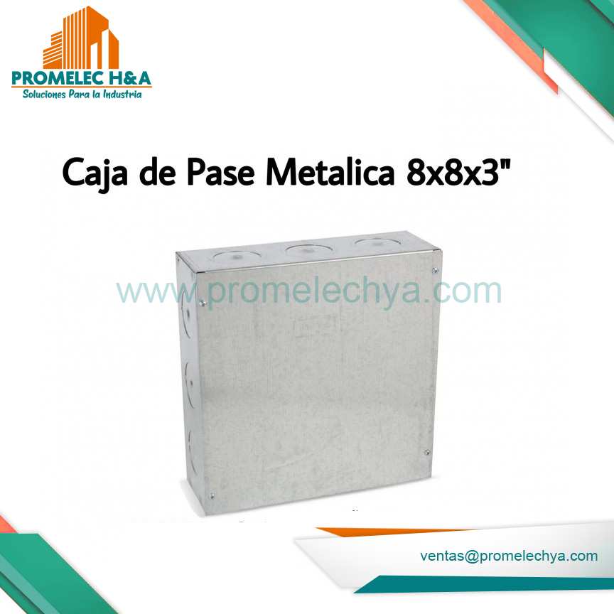 CAJA DE PASE METALICA  8x8x3´´