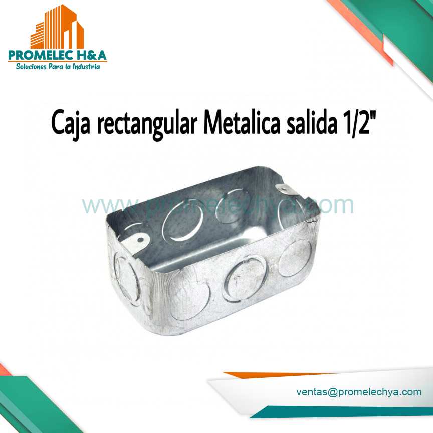 CAJA RECTANGULAR METALICA SALIDA 1/2´´
