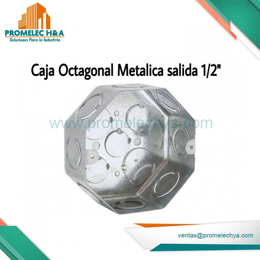 CAJA OCTAGONAL METALICA SALIDA DE 1/2´´