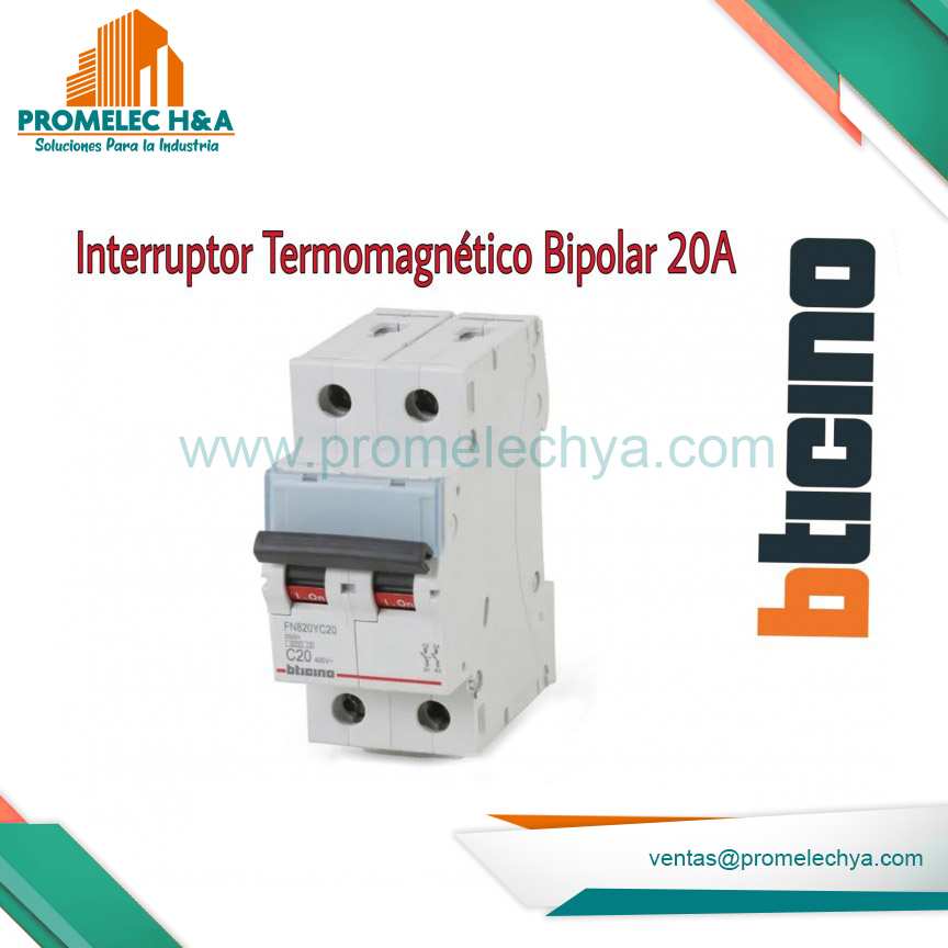 INTERRUPTOR TERMOMAGNÉTICO BIPOLAR 20A