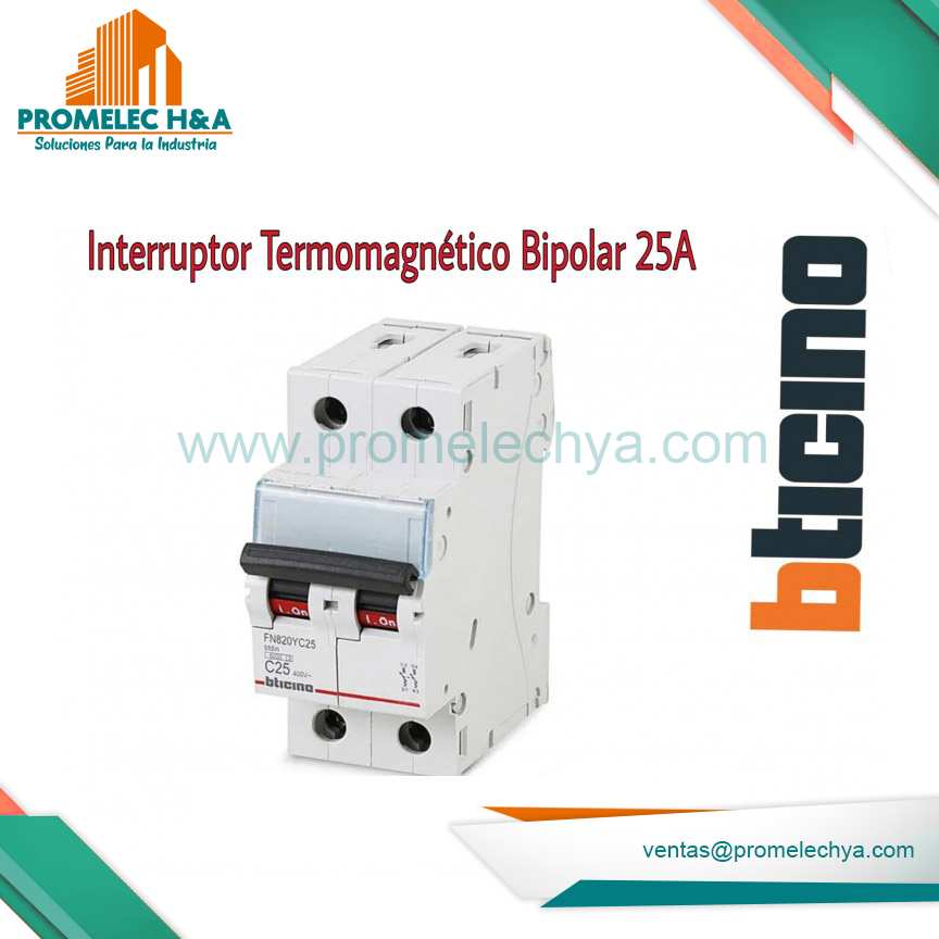 INTERRUPTOR TERMOMAGNÉTICO BIPOLAR 25A