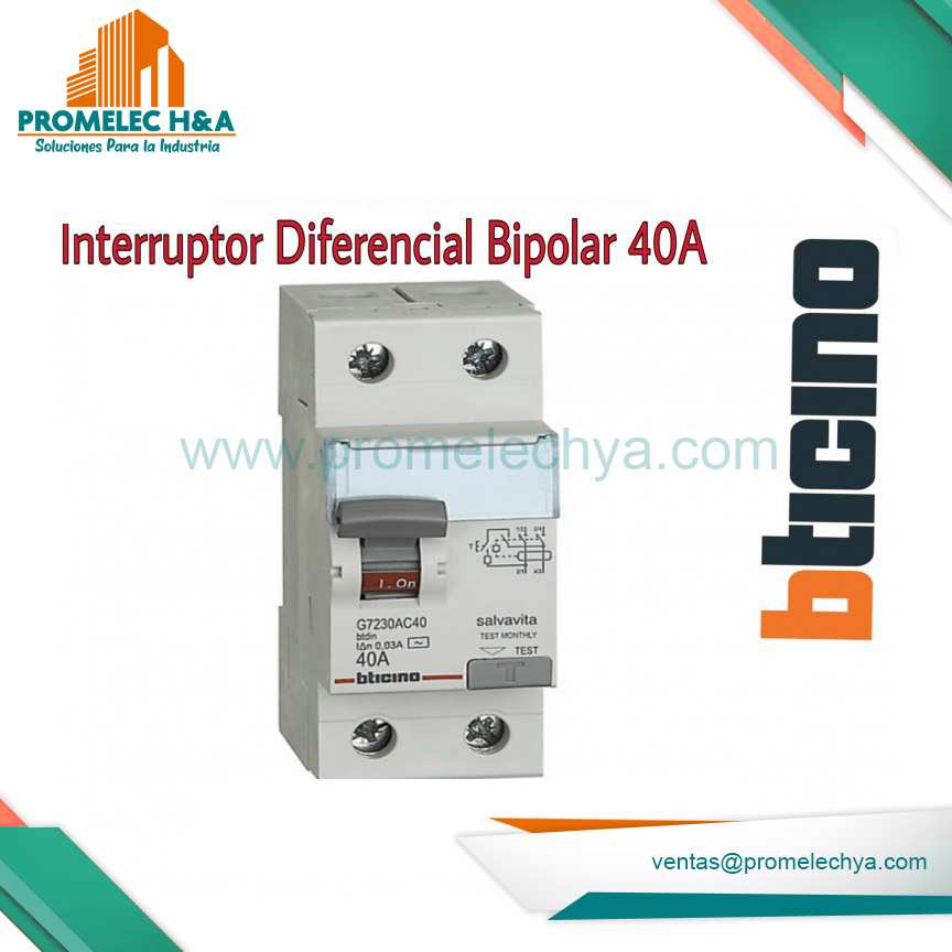 INTERRUPTOR DIFERENCIAL BIPOLAR 40 A