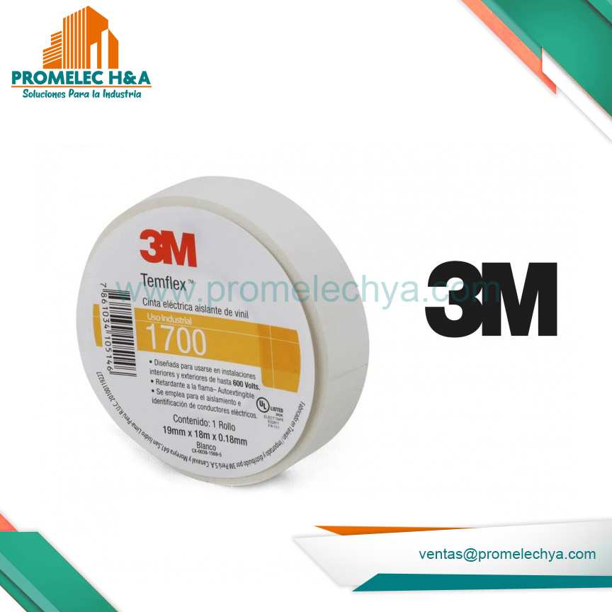 CINTA AISLANTE TEMFLEX 1700 3M BLANCO