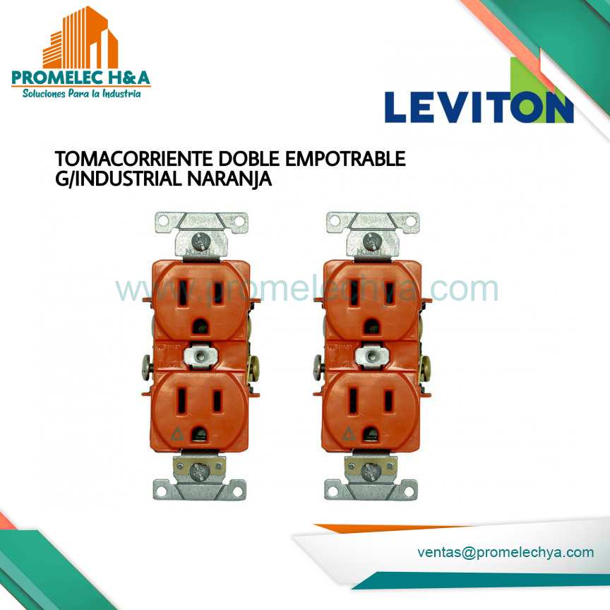 TOMA DOBLE EMPOTRABLE G/INDUSTRIAL TIERRA AISLADA 2X15A L/T 125V ANARANJADO