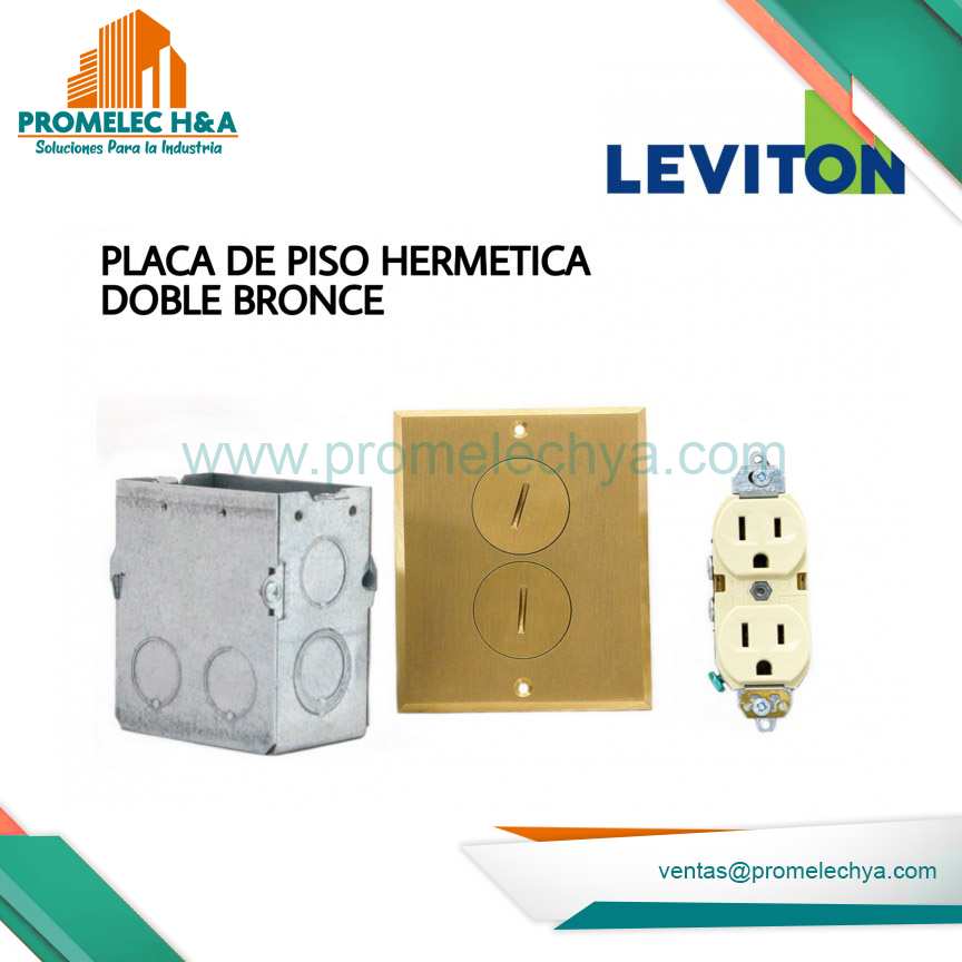 PLACA DE PISO HERMÉTICA CON TOMACORRIENTE  DOBLEE 2X15A 125V BRONCE