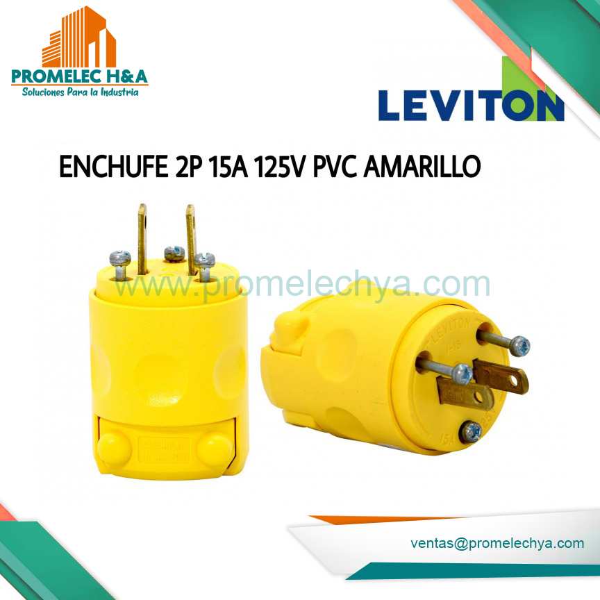 ENCHUFE  2 PATAS 15A 125V PVC AMARILLO