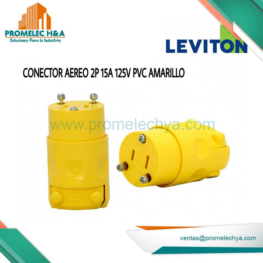 CONECTOR AEREO 2P 15A 125V PVC AMARILLO