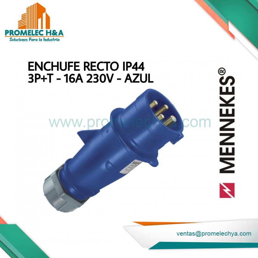 ENCHUFE RECTO AM-TOP® IP44 3P+T 16A 230V AZUL