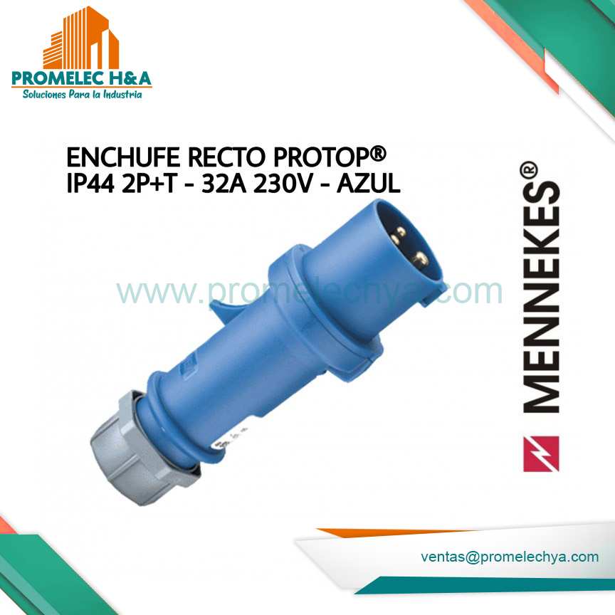 ENCHUFE RECTO PROTOP® IP44 2P+T 32A 230V AZUL