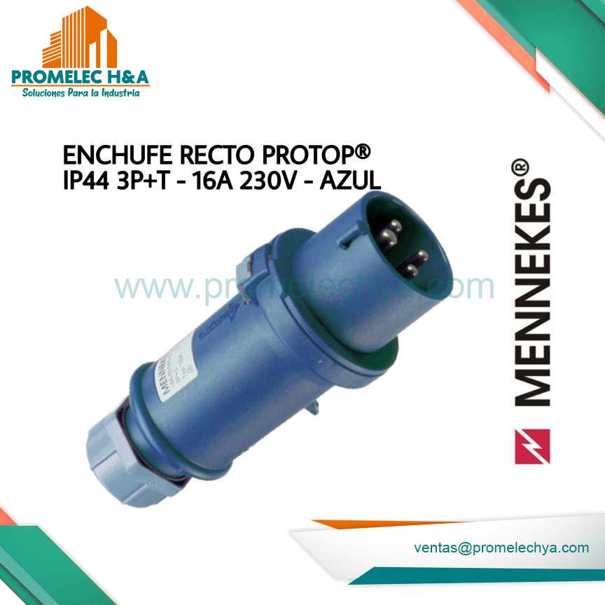 ENCHUFE RECTO PROTOP® IP44 3P+T 16A 230V AZUL