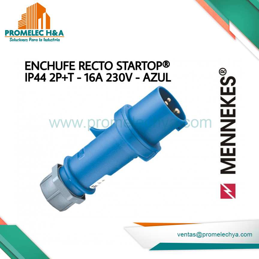 ENCHUFE RECTO STARTOP® IP44 2P+T 16A 230V AZUL