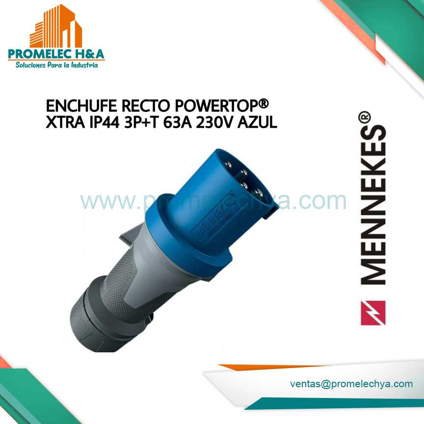 ENCHUFE RECTO POWERTOP® XTRA IP44 3P+T 63A 230V AZUL