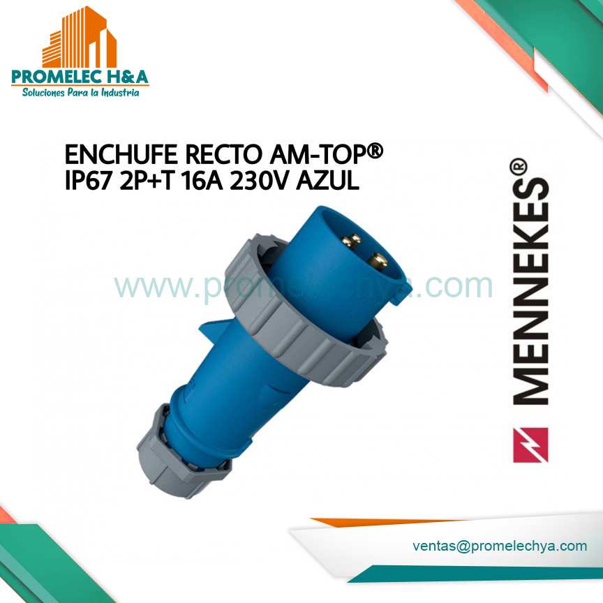 ENCHUFE RECTO AM-TOP® IP67 2P+T 16A 230V AZUL