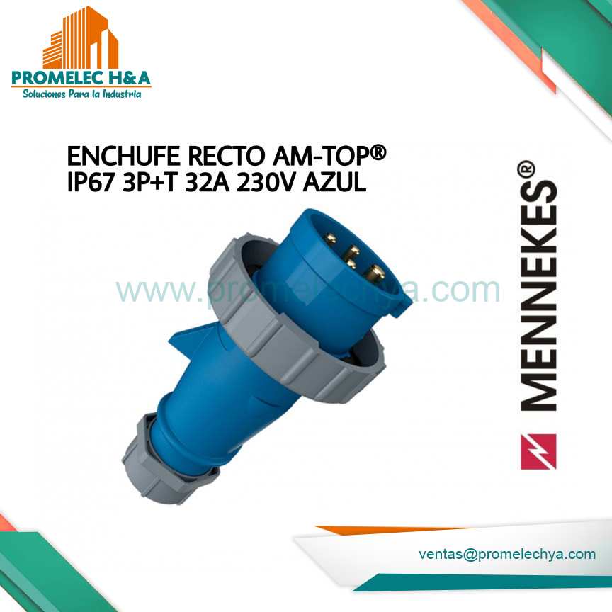 ENCHUFE RECTO AM-TOP® IP67 3P+T 32A 230V AZUL