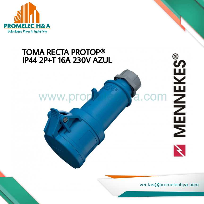 TOMA RECTA PROTOP® IP44 2P+T 16A 230V AZUL