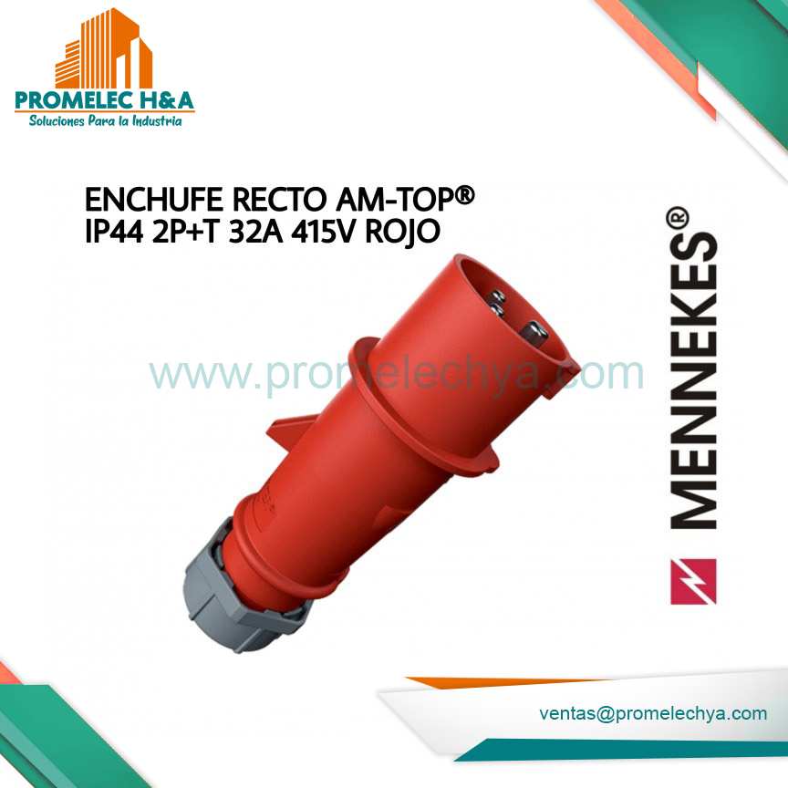 ENCHUFE RECTO AM-TOP® IP44 2P+T 32A 415V ROJO