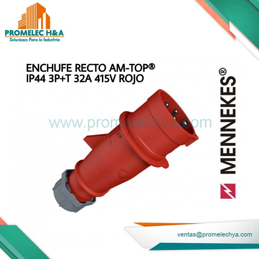 ENCHUFE RECTO AM-TOP® IP44 3P+T 32A 415V ROJO