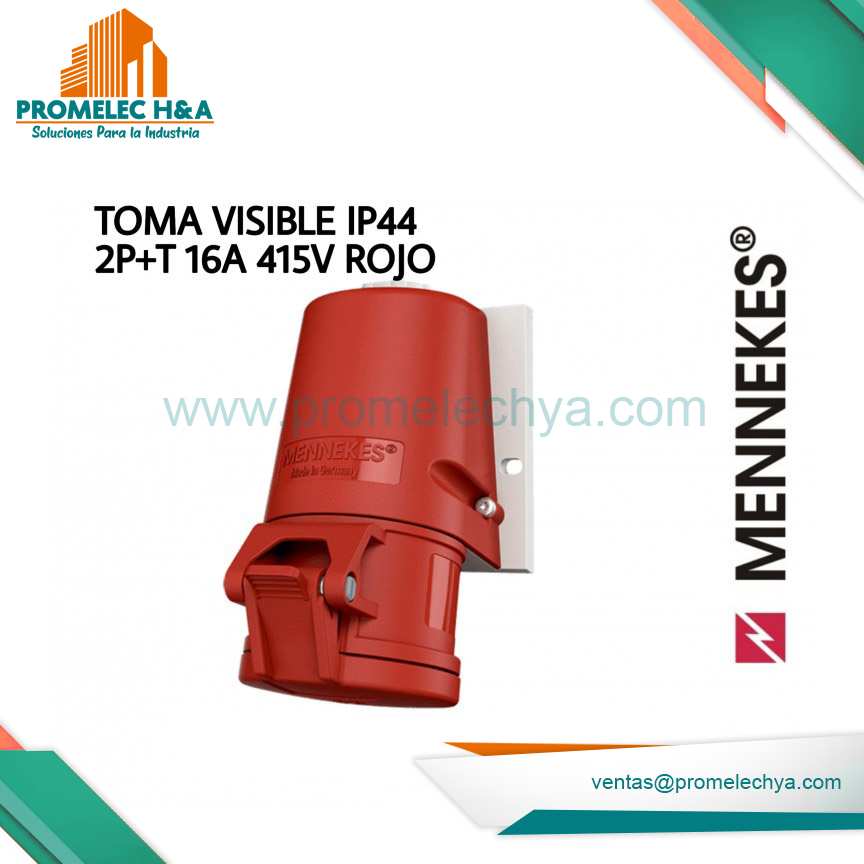TOMA VISIBLE IP44 2P+T-16A 415V ROJO