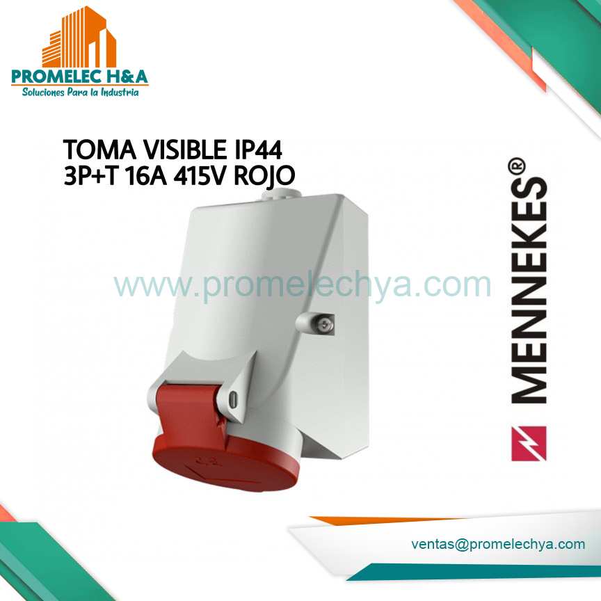 TOMA VISIBLE IP44 3P+T 16A 415V ROJO