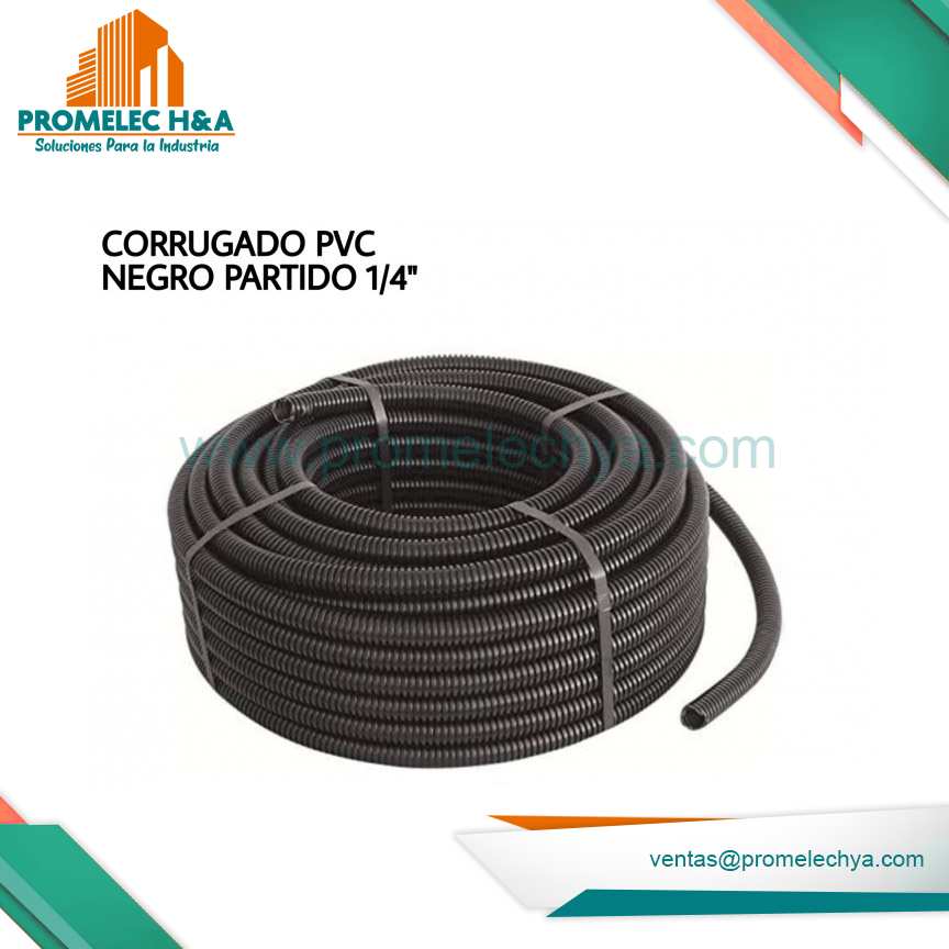 CORRUGADO PVC NEGRO ABIERTO 1/4´´ X 100 MT