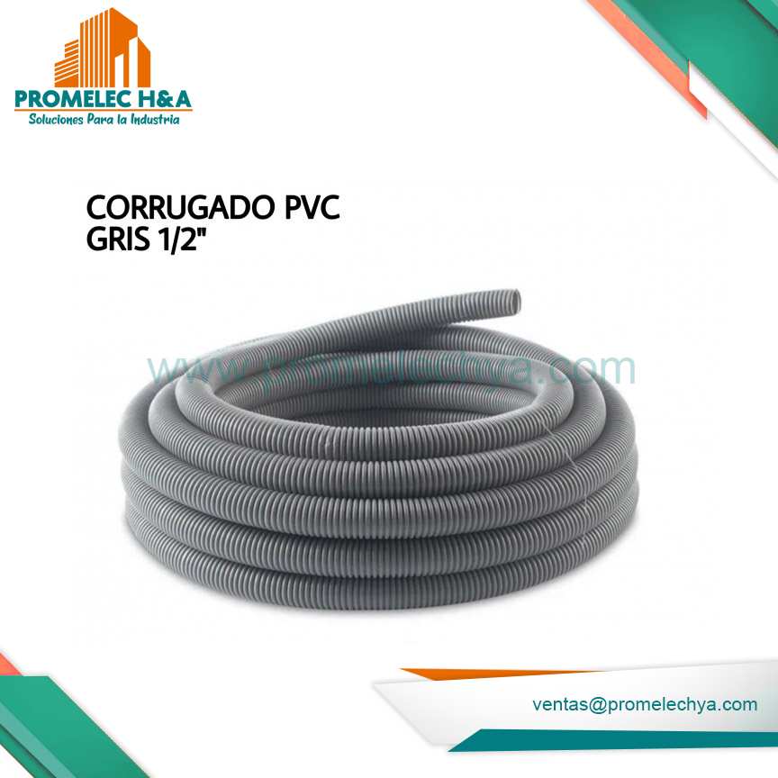 CORRUGADO PVC GRIS CERRADO 1/2´´ X100MT