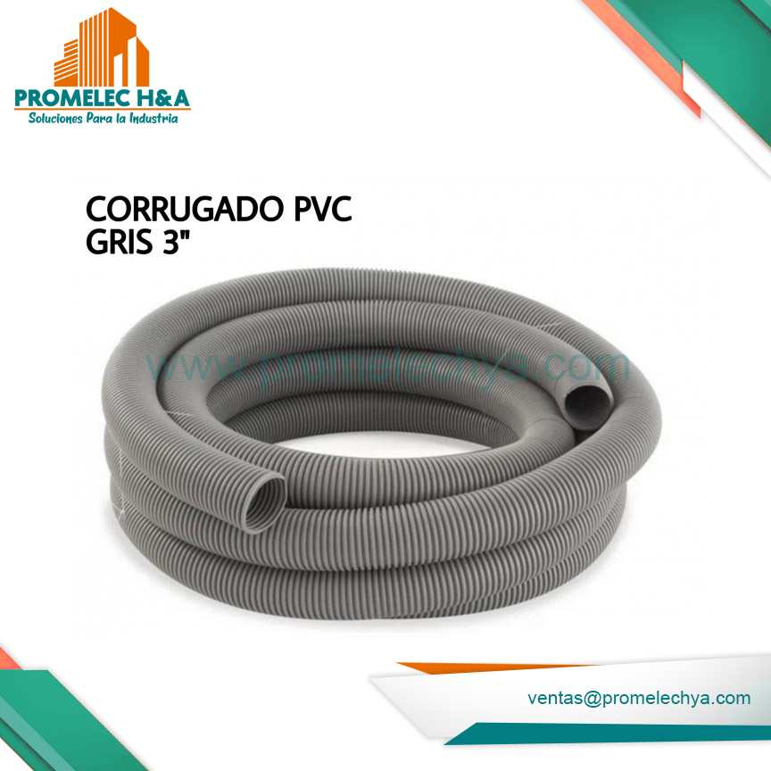 CORRUGADO PVC GRIS CERRADO 3´´ x 10MT