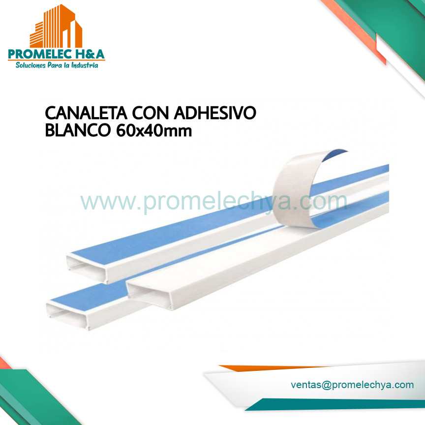 CANALETA CON ADHESIVO BLANCO 60x40mm