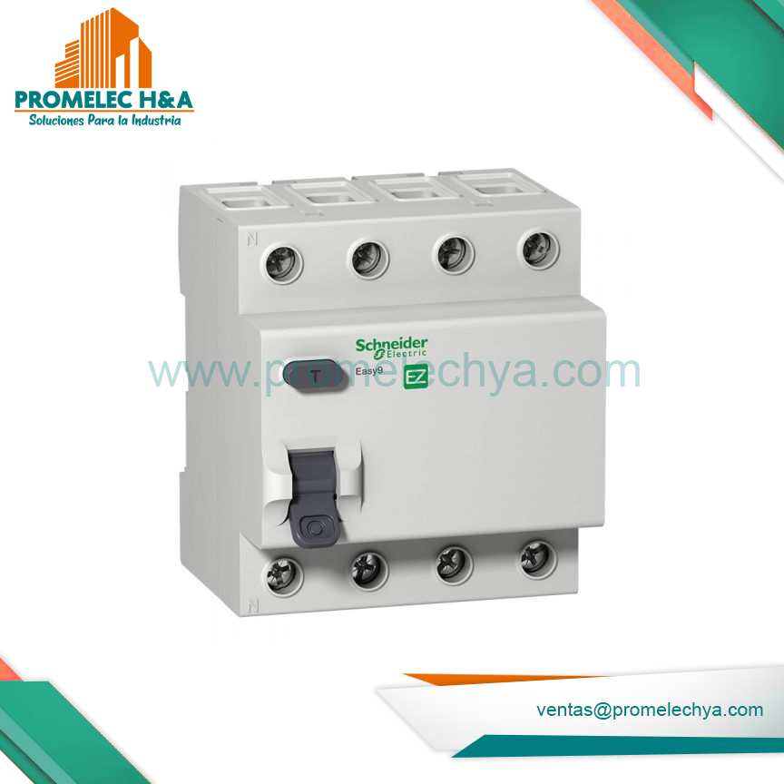 INTERRUPTOR DIFERENCIAL EASY9 DE 4X25 AMP 30MA, EZ SCHNEIDER -ELECTRIC